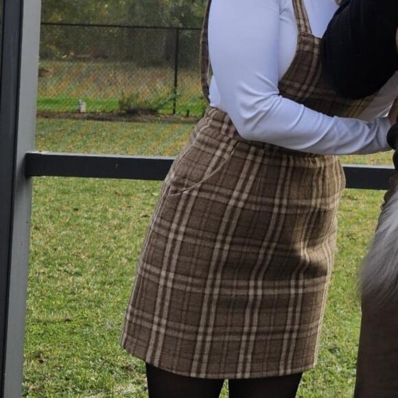 Flannel dark academia mini pinafore - Picture 1 of 4